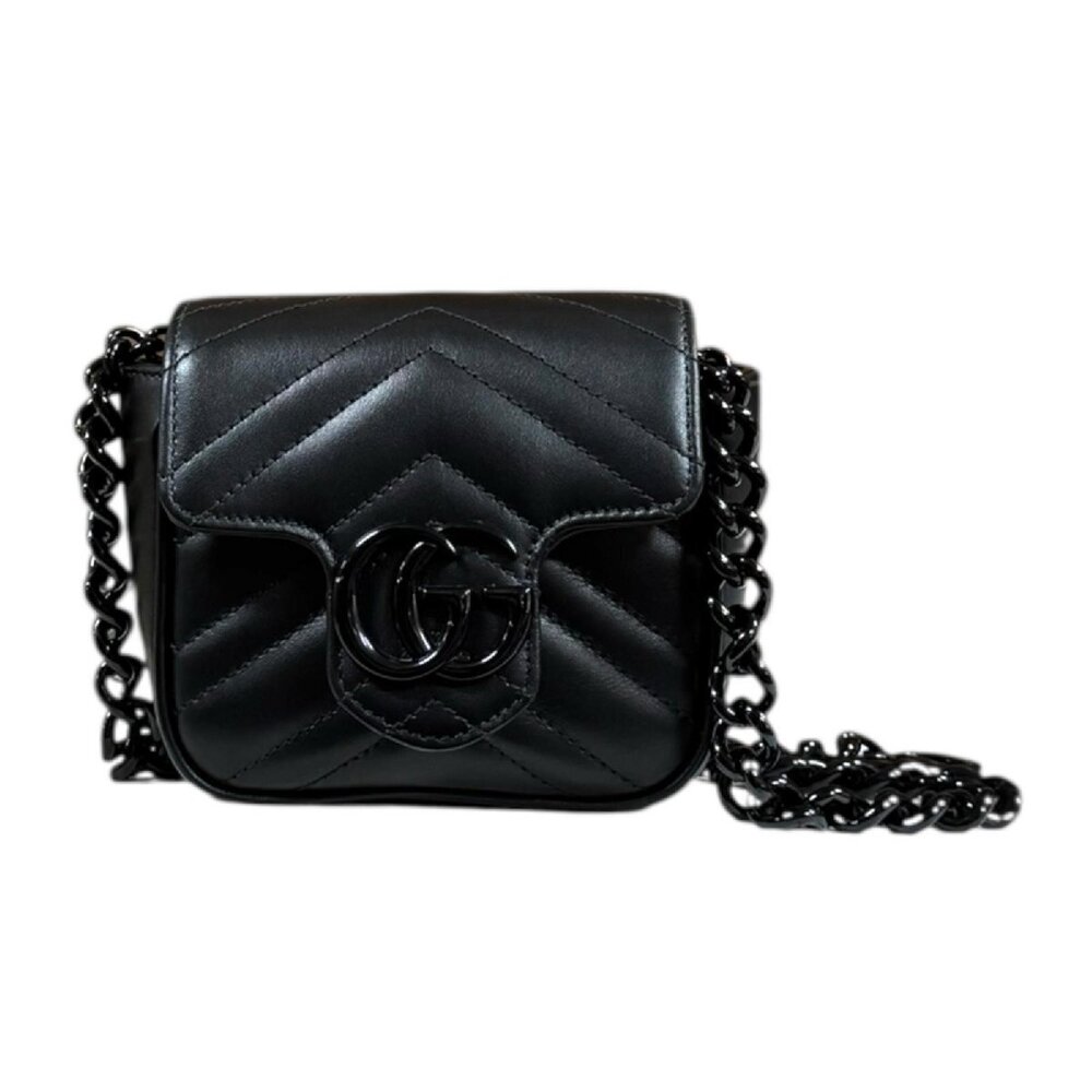 Gucci Pochette GG Marmont Shoulder Bag Leather Black